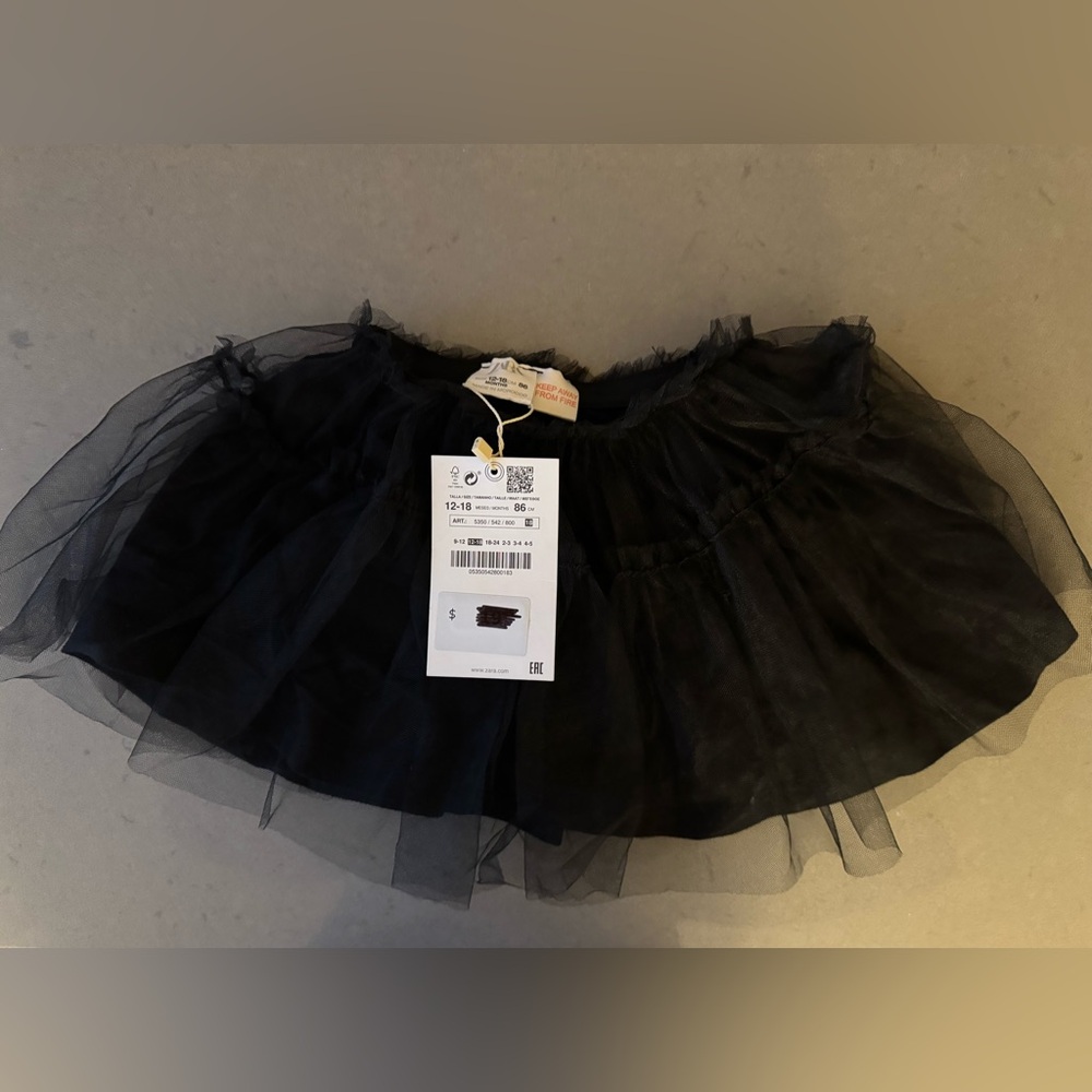 Zara Elegant Black Tulle Skirt